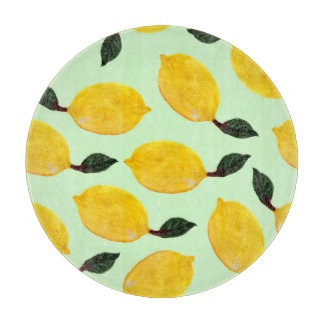 Juicy Lemon Blueberries: Watercolor Seamless Patte Cutting Board