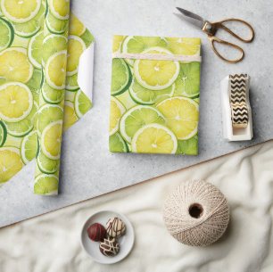 Juicy Lemon Lime Glossy Gift  Wrapping Paper