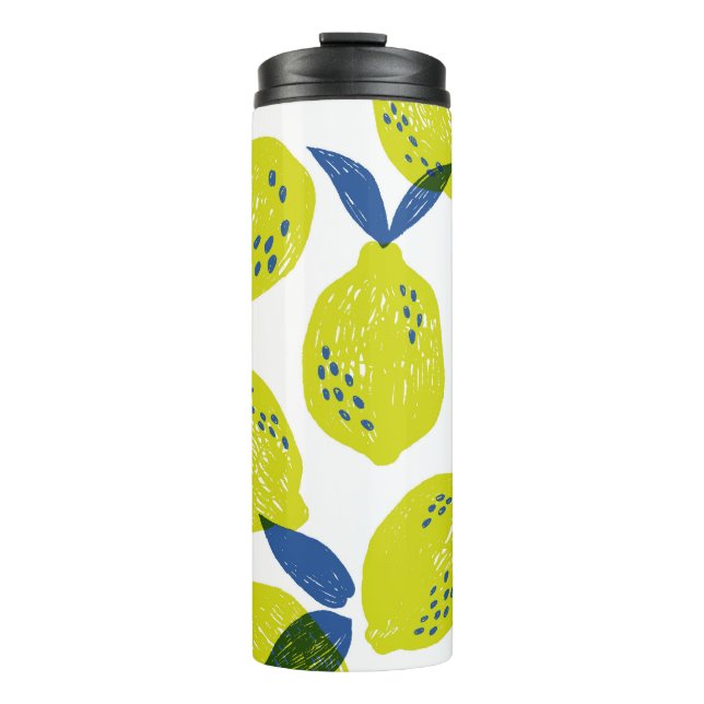 Juicy lemons: vintage seamless pattern. thermal tumbler (Front)