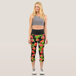 Juicy lichee pattern on transparent background capri leggings