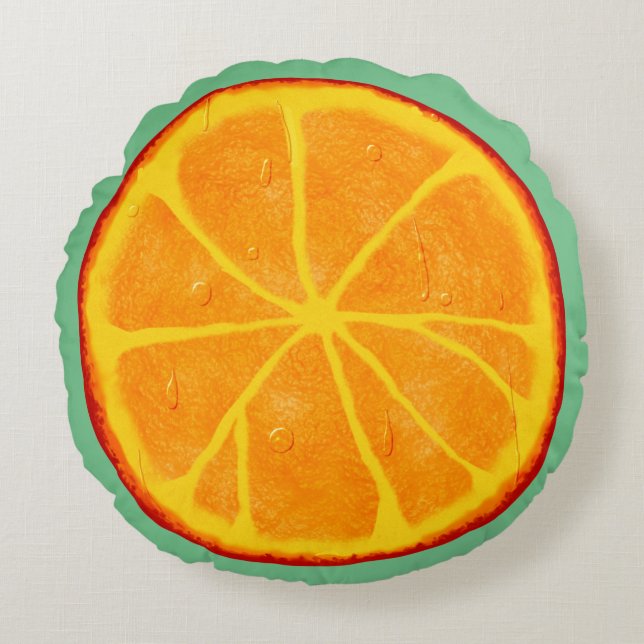 Juicy Orange Slice Custom Round Throw Pillow (Front)