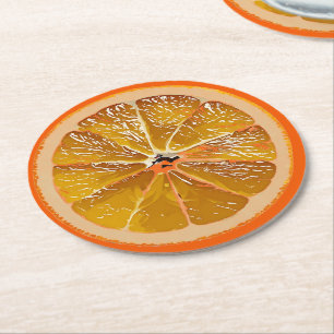   Juicy  orange   slice - fun Round Paper Coaster