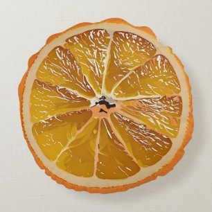   Juicy  orange   slice - fun Round Pillow
