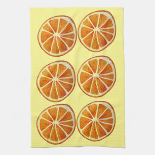 Juicy orange slice watercolor art pattern pop art kitchen towel