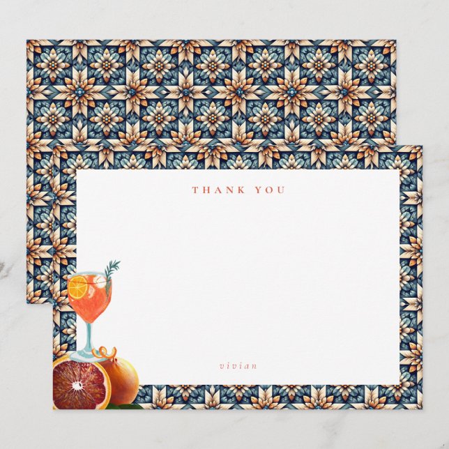 Juicy Orange Spritz Floral Bridal Shower Thank You Card (Front/Back)