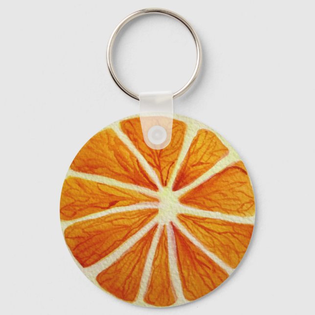 Juicy Orange watercolor fruit pop art Keychain (Front)