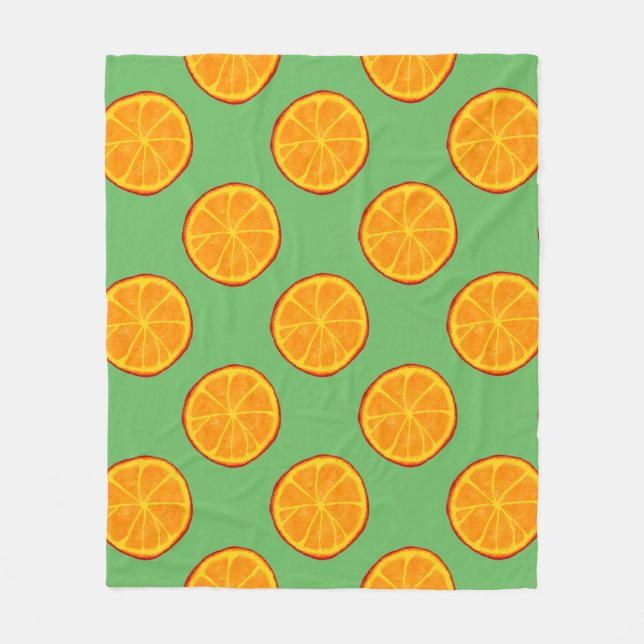 Juicy Oranges Custom Fleece Blanket (Front)