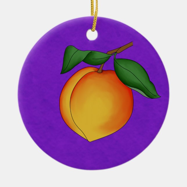 Juicy Peach & Purple Background Ornament (Front)