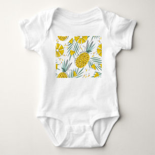 Juicy pineapples: bright vintage pattern. baby bodysuit