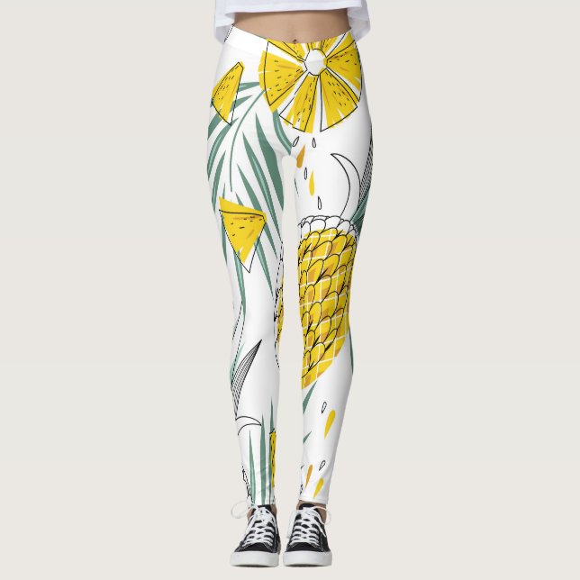 Juicy pineapples: bright vintage pattern. leggings (Front)