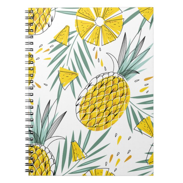 Juicy pineapples: bright vintage pattern. notebook (Front)