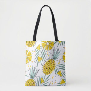 Juicy pineapples: bright vintage pattern. tote bag