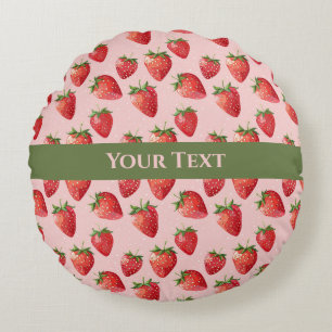Juicy Pink: Spiralling Through Strawberry Fields Round Pillow
