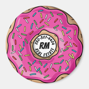 Juicy Pink Sprinkled Doughnut Custom Text + Initia Magnet