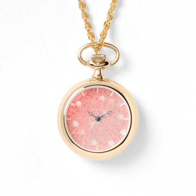 Juicy Pink Tiny Floral Print Pattern Watch (Front)