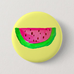 Juicy pink watermelon fruit 2 inch round button