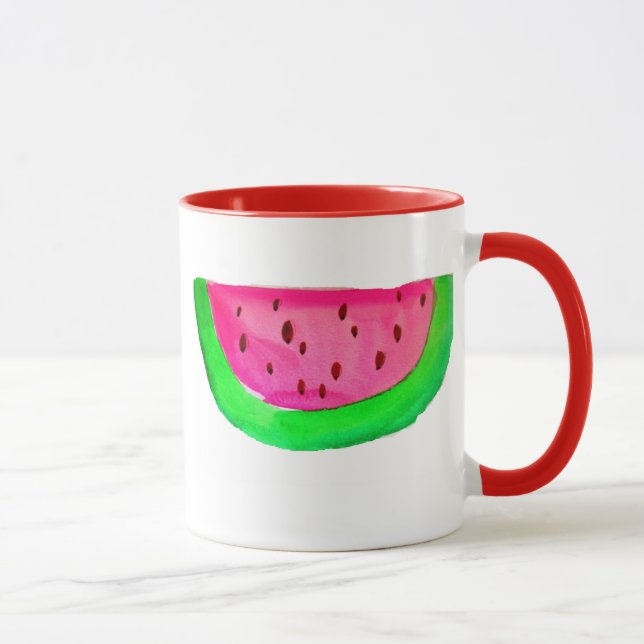 Juicy pink watermelon fruit art mug (Right)