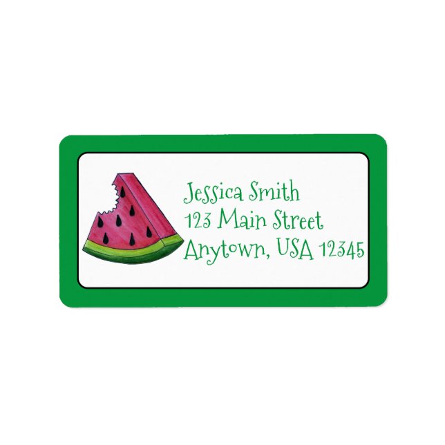 Juicy Pink Watermelon Fruity Fruit Slice Address Label (Front)