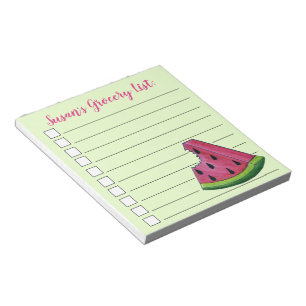 Juicy Pink Watermelon Personalized Grocery List Notepad