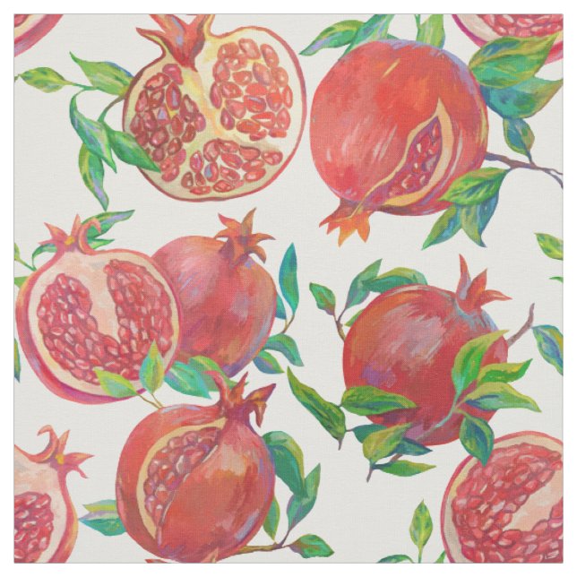 Juicy pomegranate with leaves fabric (Swatch)