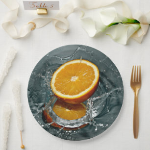 Juicy positive orange for vitamin mood     paper plate