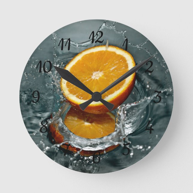 Juicy positive orange for vitamin mood   round clock (Front)