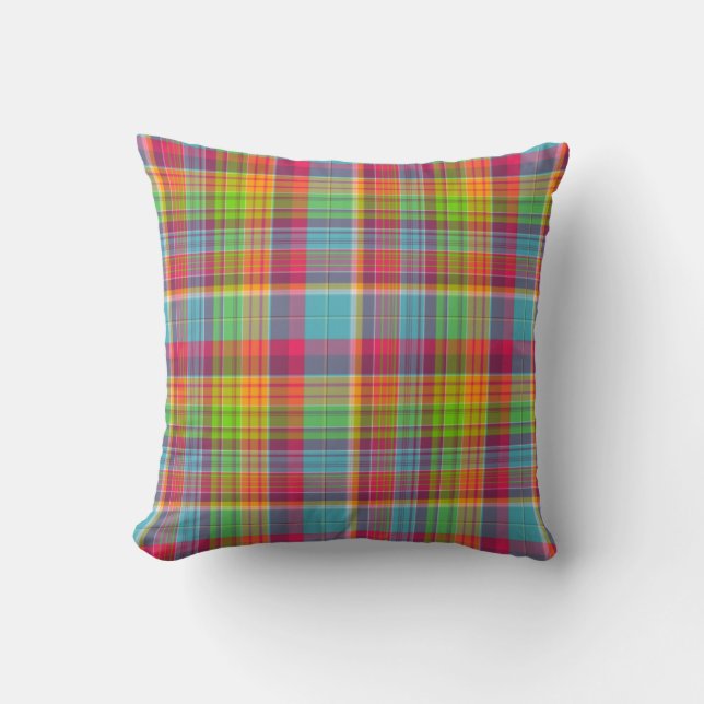 Juicy Rainbow Plaid Pillow (Front)
