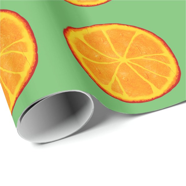 Juicy Realistic Orange Slices Wrapping Paper (Roll Corner)