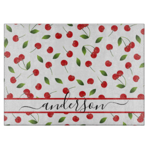 Juicy Red Cherry Pattern   Personalized Cutting Board