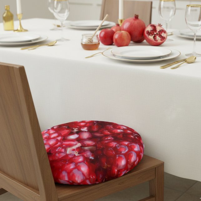 Juicy Red Fruit - Pomegranate Seeds Round Pillow (Creator Uploaded)