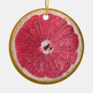 Juicy Red Grapefruit Ceramic Ornament