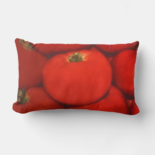 Juicy Red Homegrown Garden Tomatoes Lumbar Pillow (Front)