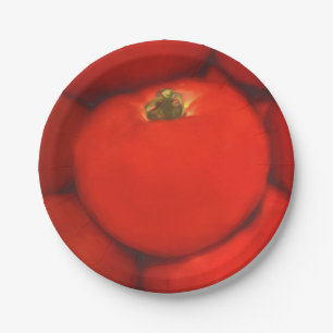 Juicy Red Homegrown Garden Tomatoes Paper Plate
