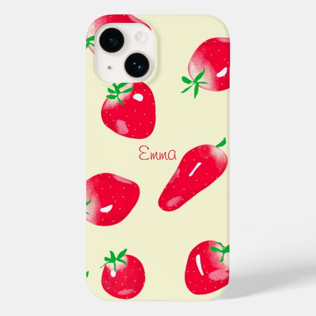 Juicy Red Strawberries (Beige) Case-Mate iPhone Case (Back)