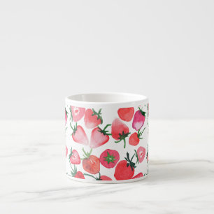 Juicy Red Strawberries Watercolor Pattern Espresso Cup