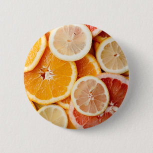 Juicy Sliced Citrus Fruits 2 Inch Round Button