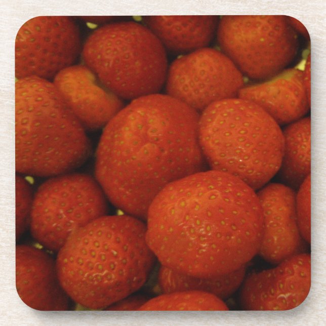 Juicy Strawberries Cork Coaster (Front)
