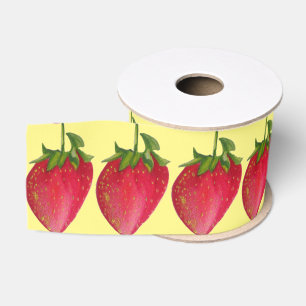 Juicy Strawberry cute watercolour fruit pop art Grosgrain Ribbon