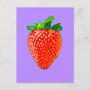 Juicy Strawberry in Pop Art Style  Postcard