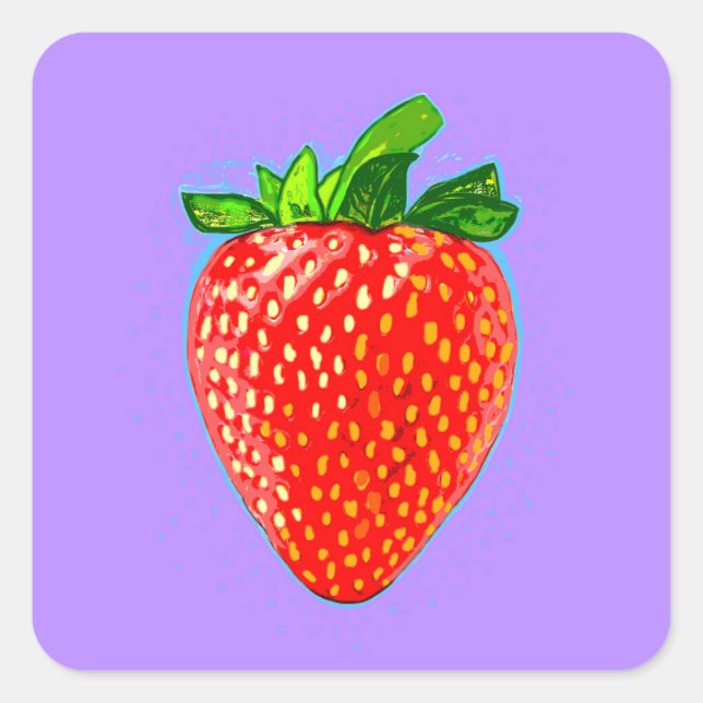 Juicy Strawberry in Pop Art Style  Square Sticker (Front)