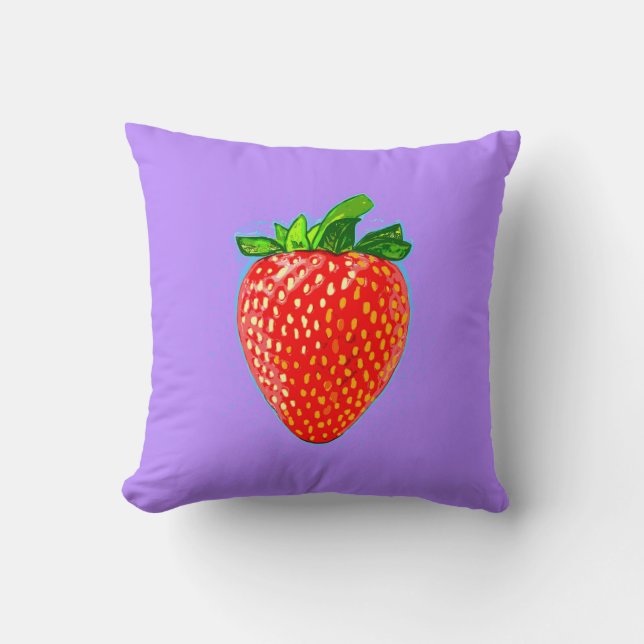 Juicy Strawberry in Pop Art Style  Throw Pillow (Front)