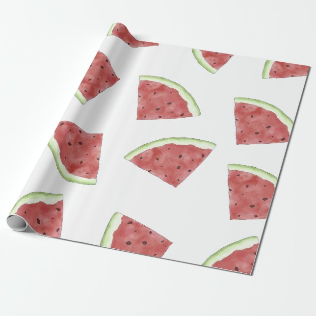 Juicy summer fruit watermelon pattern wrapping paper (Unrolled)