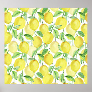 Juicy Watercolor: Vibrant Lemon Painting Poster