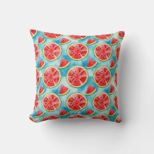  Juicy WATERMELON pattern in watercolor pattern  Throw Pillow
