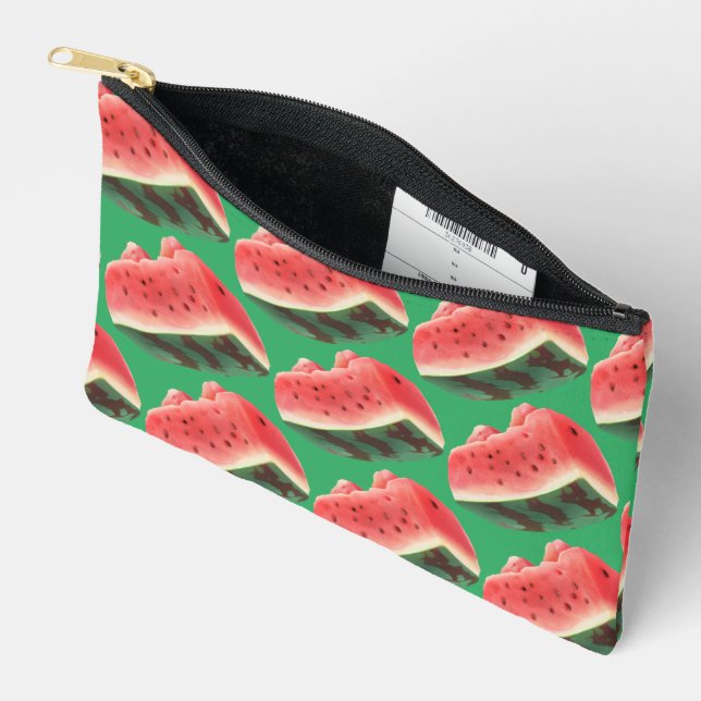 Juicy Watermelon Pattern: Summer Fruit Design Accessory Pouch (Open)