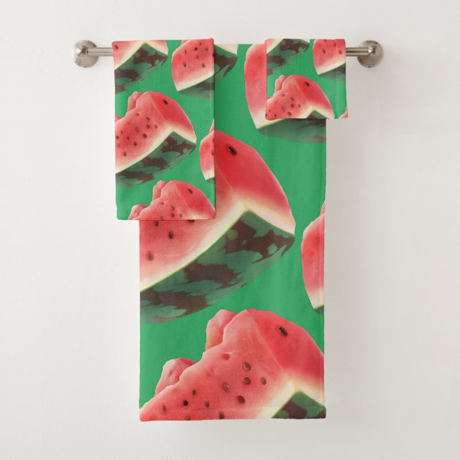 Juicy Watermelon Pattern: Summer Fruit Design Bath Towel Set (Insitu)