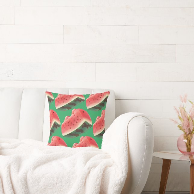 Juicy Watermelon Pattern: Summer Fruit Design Throw Pillow (Couch)