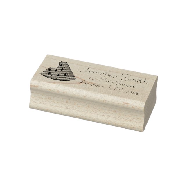 Juicy Watermelon Slice Fruit Personalized Address Rubber Stamp (Stamp)