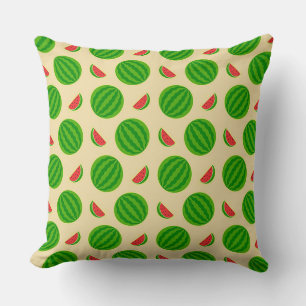 Juicy Whole and Sliced Watermelons Throw Pillow
