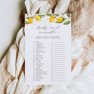 Juicy Yellow Baby Word Scramble Baby Shower Game 